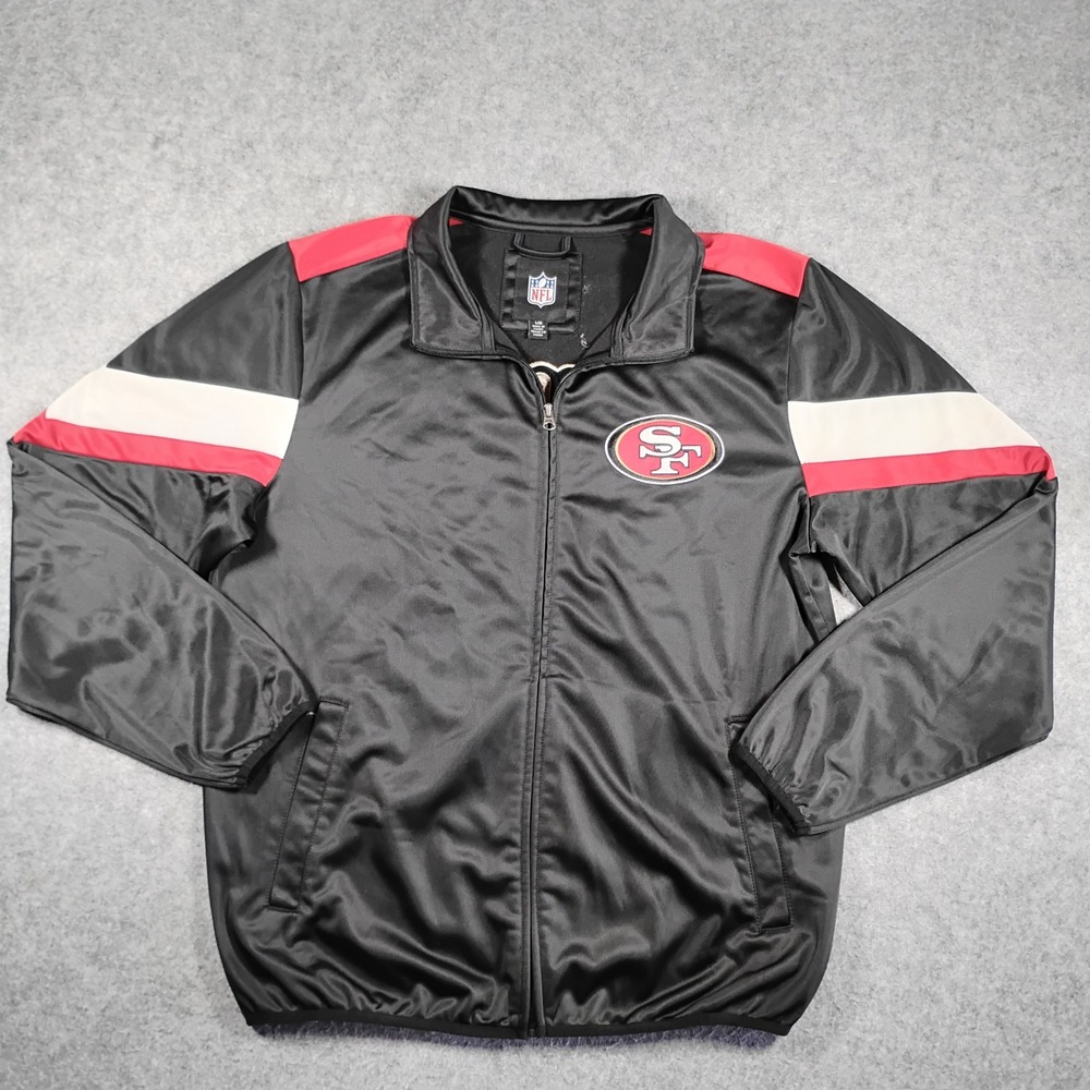 NFL Team Apparel San Francisco 49ers Track Jacket Mens XL Black Zip Embroidered
